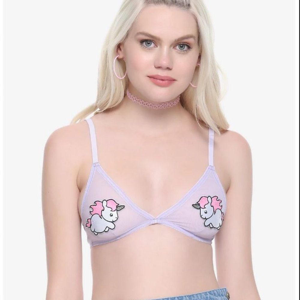 Hot Topic Lavender Mesh Chubby Unicorn Bralette